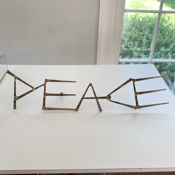 Metal “Peace” Sign with Gold Accents - Picture 1 of 3